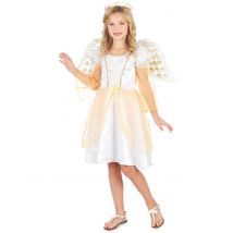Weiß-goldenes Engelskostüm für Mädchen