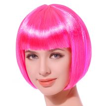 Kurze Perücke Neonpink für Frauen