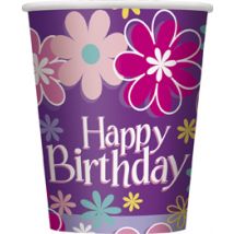 8 Happy Birthday Pappbecher