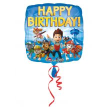 Aluminium-Ballon Happy Birthday Paw Patrouille 43 cm