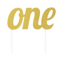 Glitzernde Goldbuchstaben als Tortendekoration 1 Jahr 7 x 15 cm