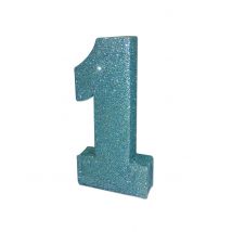 Glitzer-Tischdekoration 1 Jahr in Blau 20 x 10 x 3 cm