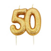 Geburtstagskerze gold glitzernde 50 zum Stecken 7 cm