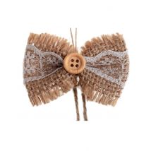 6 Minischleifen aus Jute und Spitze 5 cm