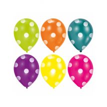 6 bunte Latexballons mit Punkten 25 cm
