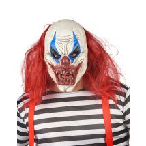 Latexmaske Clown rot und weiß für Erwachsene