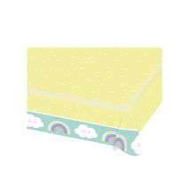 Papiertischdecke Kleine Wolke in Mint und Gelb 115 x 175 cm