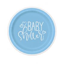 8 blau-weiße Babyparty-Pappteller 23 cm