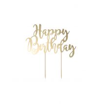 Cake Topper Pappe Happy Birthday Gold 22,5 cm
