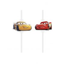 4 Medaillon-Strohhalme aus Pappe Cars 3