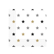 20 Papierservietten gold schwarz silber 33 x 33 cm