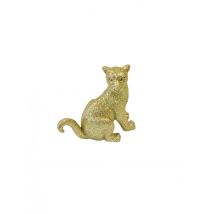 Panther sitzend in goldenem Harz 10 cm