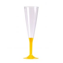 10 Sektflöten mit gelbem Fuß 150 ml