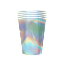 20 amerikanische recycelbare Pappbecher Regenbogenfarben schillernd 53 cl