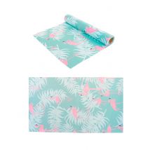 Tischläufer aus pastellblauem Flamingostoff 28 cm x 5 m