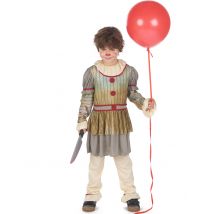 Horrorclownkostüm für Jungen grau