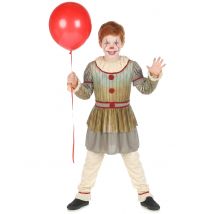 Horrorclownkostüm für Jungen grau