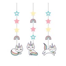 3 Caticorn-Hängedeko aus Karton 91 cm