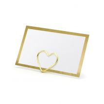 10 Tischkarten weiß, gold 9,5 x 5,5 cm