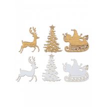 12 Holzkonfetti Verzauberter Hirsch weiß und gold 3 x 3 cm