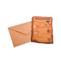 8 Einladungen mit Piraten-Schatzkarten-Umschlägen aus Kraftpapier 10 x 15 cm
