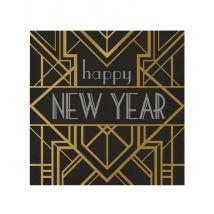 16 Servietten Happy New Year, 20er Jahre 33x 33 cm