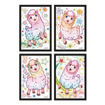 4 Lama-Rubbelkarten 10 x 16 cm