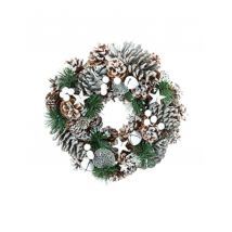 Weihnachtskranz verschneite Tannenzapfen 30 cm
