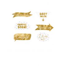 6-teiliges Babyparty Photobooth Set Weiß und Gold