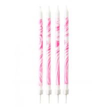 12 rosa und weiße Marmorkerzen 12 cm