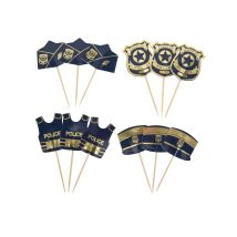 12 Polizei Picks dunkelblau gold 7 bis 8,5 cm
