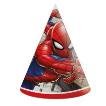 6 Spiderman Partyhüte aus Pappe