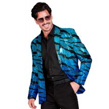 Pailletten-Anzugjacke Blau getigert für Erwachsene