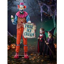 Animierte, furchterregende Clown-Dekoration mit Sound und Licht, 1,8 m