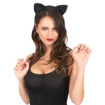 Katzenohren mit Pailletten Halloween-Accessoire schwarz - Schwarz - Größe Einheitsgröße