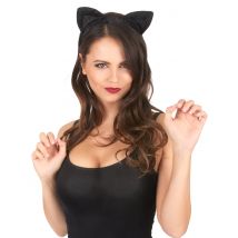 Katzenohren mit Pailletten Halloween-Accessoire schwarz - Schwarz - Größe Einheitsgröße