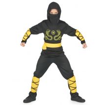 Ninja-Kostüm Shinobi-Kostüm für Kinder Jungen schwarz-gelb - Thema: Gruseliger Fasching - Gelb/Blond - Größe 122/134 (7-9 Jahre)