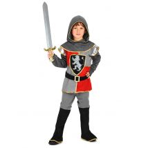 Ritter-Kostüm für Jungen Halloweenkostüm schwarz-grau-rot - Thema: Gruseliger Fasching - Silber/Grau - Größe 134/140 (10-12 Jahre)
