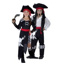 Piratenpaarkostüm für Kinder schwarz-weiß-rot - Thema: Piraten, Geisterpiraten + Wikinger - Weiß - Größe Einheitsgröße