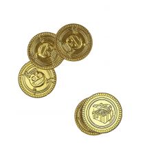 Piraten-Münzen 30 Stück gold - Thema: Piraten, Geisterpiraten + Wikinger - Gold - Größe Einheitsgröße