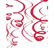 Spiralen-Hängedeko 12-teilig rot 55,8 cm - Thema: Horrorclowns + Harlekins - Rot/Rotbraun - Größe Einheitsgröße