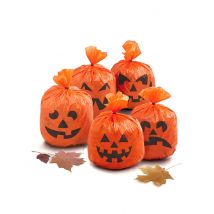 Kürbis-Tüten Halloween Deko 5 Stück orange-schwarz 15x20cm - Thema: Kürbisse - Orange - Größe Einheitsgröße