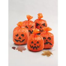 Kürbis-Tüten Halloween Deko 5 Stück orange-schwarz 15x20cm - Thema: Kürbisse - Orange - Größe Einheitsgröße
