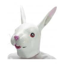Gruselige Hasen-Maske Halloween-Maske weiss-rosa - Weiß - Größe Einheitsgröße