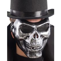 Skelett Totenschädel Halbmaske schwarz-grau - Thema: Skelette + Sensenmänner - Silber/Grau - Größe Einheitsgröße