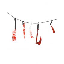Blutige Girlande Folter-Instrumente Halloween Party-Deko rot-bunt 118cm - Thema: Tatort - Rot/Rotbraun - Größe Einheitsgröße
