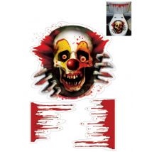 Horror-Clown Toiletten-Sticker Set Halloween-Party Deko 3-teilig bunt - Thema: Horrorclowns + Harlekins - Rot/Rotbraun - Größe Einheitsgröße