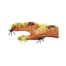 Leuchtende Halloween-Spinnen Phosphoreszierende Deko-Spinnen 6 Stück schwarz-grün - Thema: Spinnen - Größe Einheitsgröße