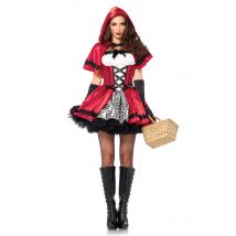 Sexy Rotkäppchen-Kostüm für Damen Märchen rot-schwarz - Thema: Gruseliger Fasching - Rot/Rotbraun - Größe M