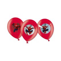 Spider-Man Latex-Luftballons 6 Stück rot-nlau-weiss 27 cm - Thema: Superhelden - Rot/Rotbraun - Größe Einheitsgröße
